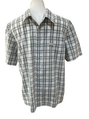 Calvin Klein Jeans Men's Short-Sleeve Plaid Button-Down Shirt - White & Gray